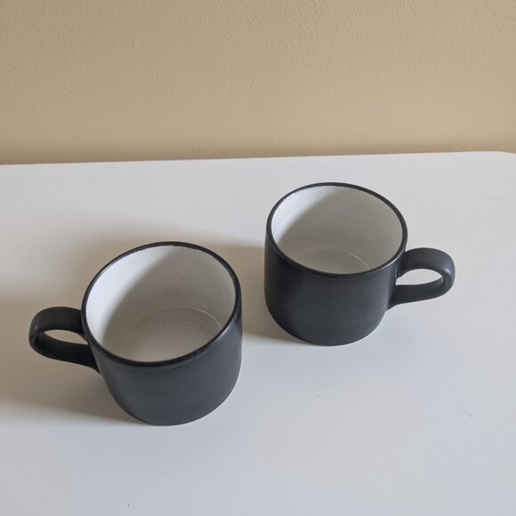 1980s SCRAFFITO BY HABITAT MATTE BLACK VINTAGE MUG SET - Picture 2 of 4